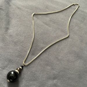 Silver with black Nice Black Circle pendant Necklace accessories